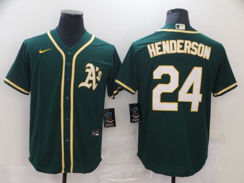 Men Oakland Athletics #24 Henderson Green Game 2021 Nike MLB Jersey
